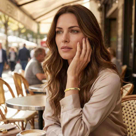 Bracelet jonc ouvrant sur charni�re or jaune