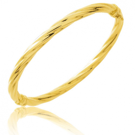 Bracelet jonc ouvrant torsad or jaune  combiner