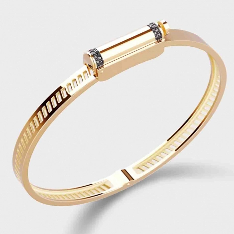 Bracelet Jonc Unknow Brand Love Affair Diamants Noirs - Or Jaune