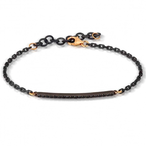 Bracelet Mano J en Titane et Or serti de diamants noirs