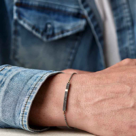 Bracelet Mano J en Titane et Or serti de  diamants noirs