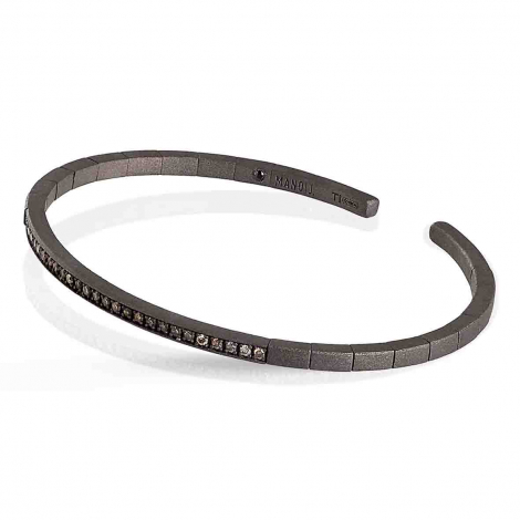 Bracelet Mano J - Titane et Diamants Noirs