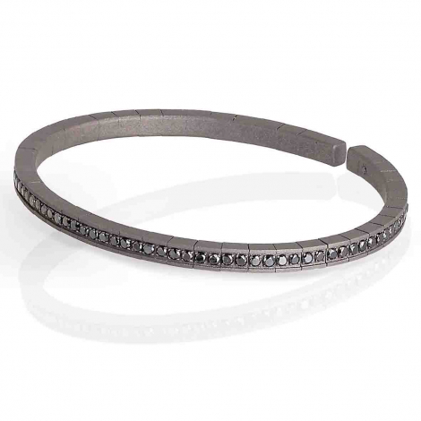 Bracelet Mano J - Titane et Diamants Noirs