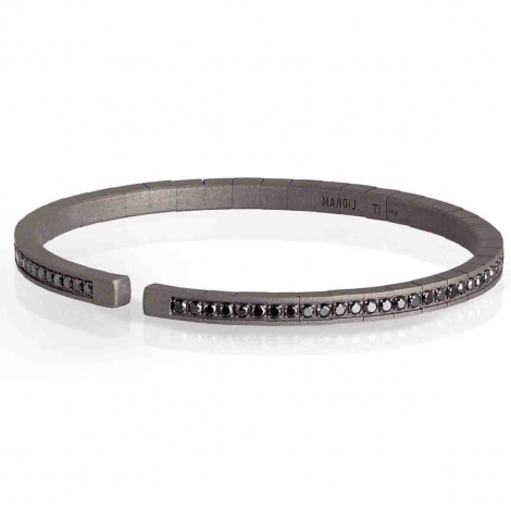 Bracelet Mano J - Titane et Diamants Noirs