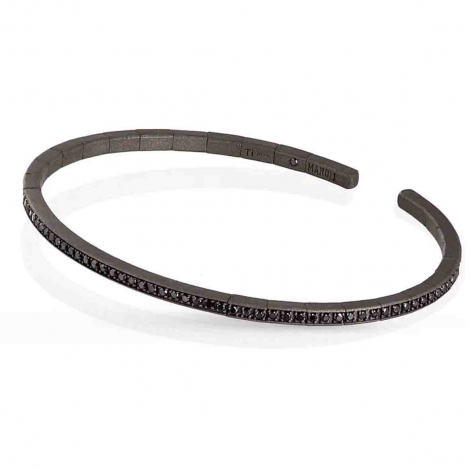 Bracelet Mano J - Titane et Diamants Noirs