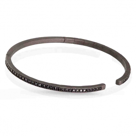 Bracelet Mano J - Titane et Diamants Noirs