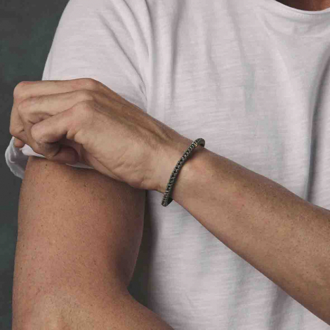 Bracelet Mano J - Titane et Diamants Noirs