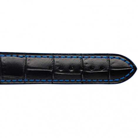 Bracelet Montre veau faon croco fil bleu