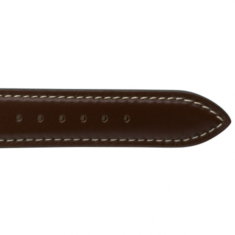 Bracelet Montre Veau Sellier Marron Surpiqure Ecru