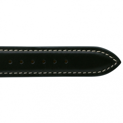 Bracelet Montre Veau Sellier Noir Surpiqure Ecru - Unisexe - Barbara - 18101E-01