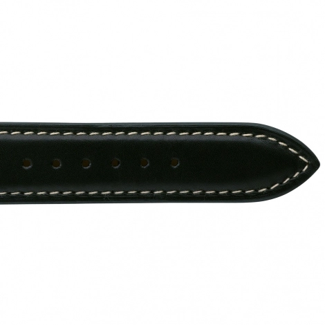 Bracelet Montre Veau Sellier Noir Surpiqure Ecru