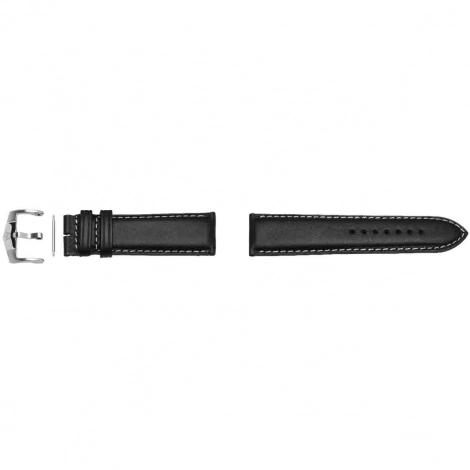 Bracelet Montre ZRC Cuir Bulgaro noir - Piqures blanches
