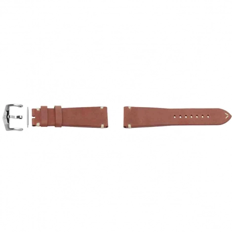 Bracelet Montre ZRC Cuir Vachette Orange Vintage - Coutures crues