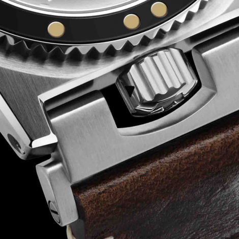 Bracelet Montre ZRC Cuir Vachette Orange Vintage - Coutures crues