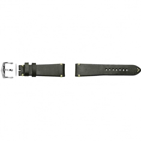 Bracelet Montre ZRC Cuir Vachette Vert Fonc Vintage - Coutures crues