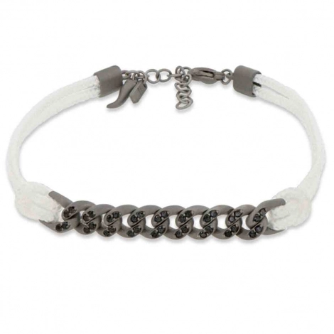 Bracelet Nautic Homme Gourmette Mano J -  titane et Or serti de diamants noirs