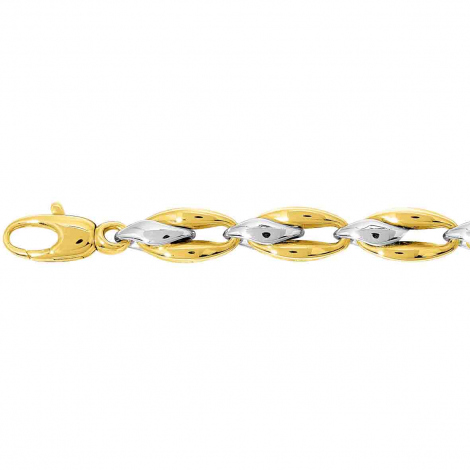 Bracelet or jaune et blanc 7mm