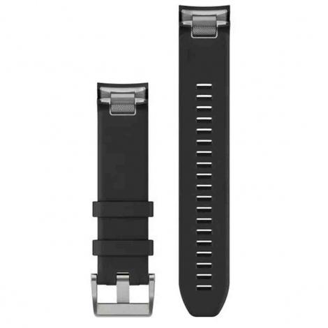 Bracelet QuickFit 22 mm Silicone Noir, acier argent - Garmin