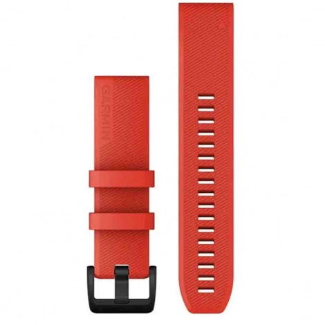 Bracelet QuickFit 22 mm - Silicone Rouge vif, acier noir - Garmin