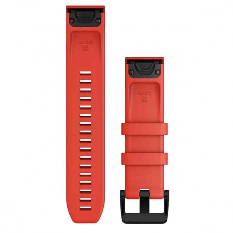 Bracelet QuickFit 22 mm - Silicone Rouge vif, acier noir - Garmin