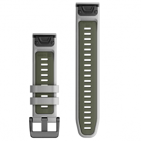 Bracelet QuickFit, 22mm, Silicone, Gris clair / Vert Moss - Garmin
