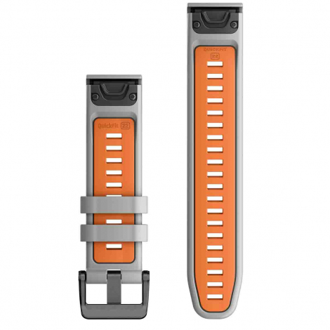 Bracelet QuickFit, 22mm, Silicone, Gris / Orange  - Garmin