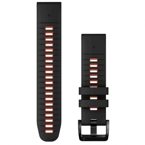Bracelet QuickFit, 22mm, Silicone, Noir / Rouge feu - Garmin