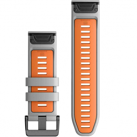 Bracelet QuickFit, 26mm, Silicone, Gris / Orange - Garmin