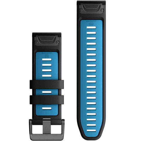 Bracelet QuickFit, 26mm, Silicone, Noir / Bleu Cirru - Garmin