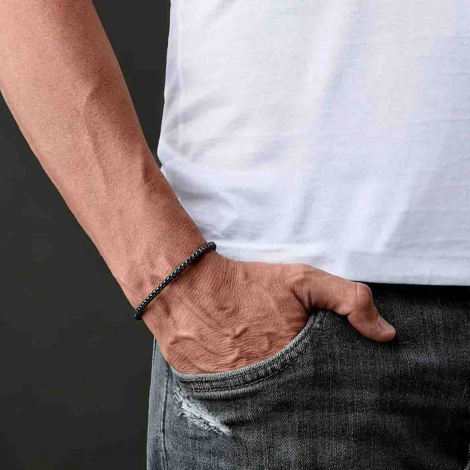 Bracelet tennis  Elastique Titane Noir - Mano J
