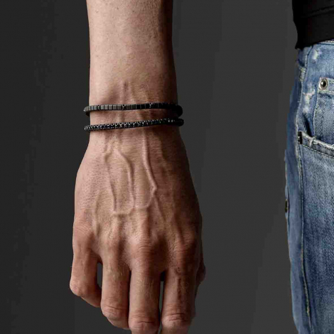 Bracelet tennis  Elastique Titane Noir - Mano J