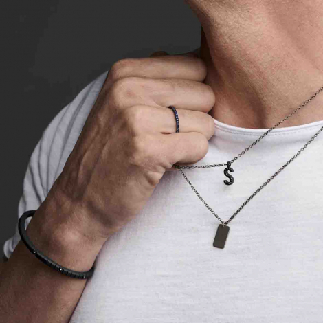 Bracelet tennis  Elastique Titane Noir - Mano J
