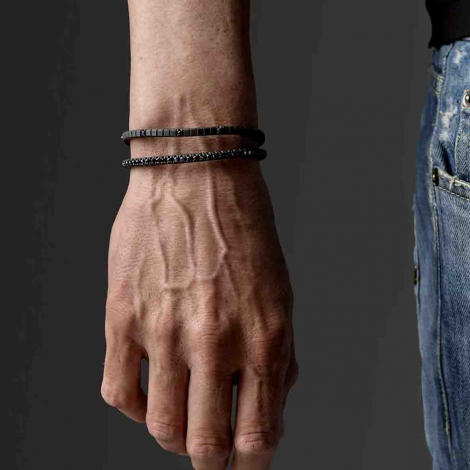 Bracelet tennis  Elastique Titane Noir - Mano J