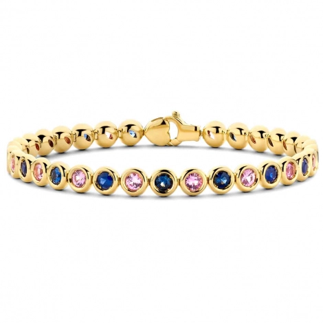 Bracelet Tennis Saphirs Bleu et Rose