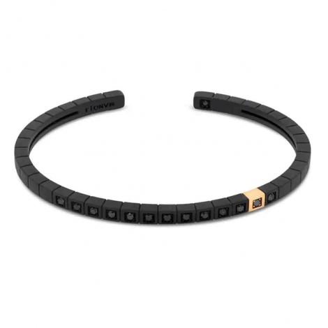 Bracelet Titane Noir -Or - Diamants Noirs - Mano J � combiner