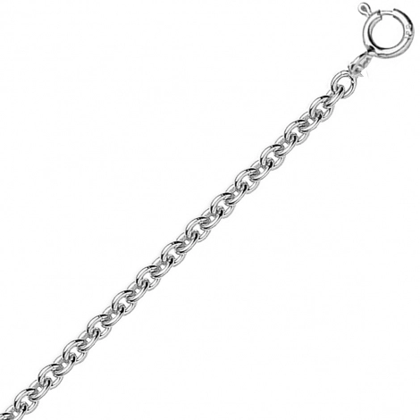 Chane en or blanc maille forat ronde