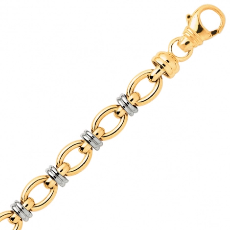 Chaine en or Fantaisie bicolore 6mm