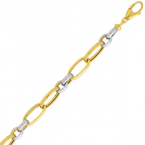 Chaine en or jaune et blanc Fantaisie 6mm