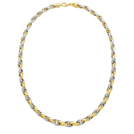 Chaine en or jaune et blanc Fantaisie 7mm