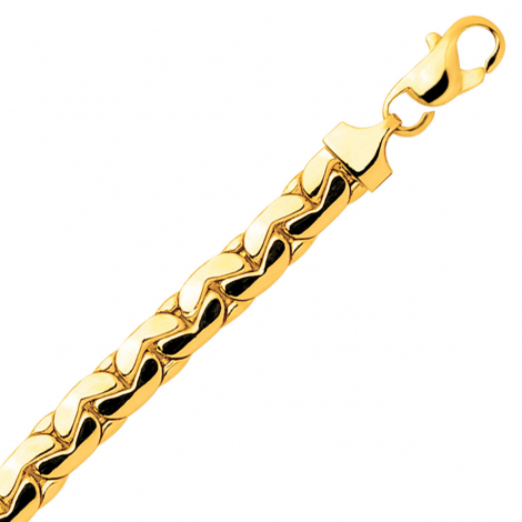 Chaine en or maille haricot 6 mm