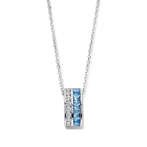 Chane et pendentif Argent avec Zirconium bleu et blanc - Naiomy