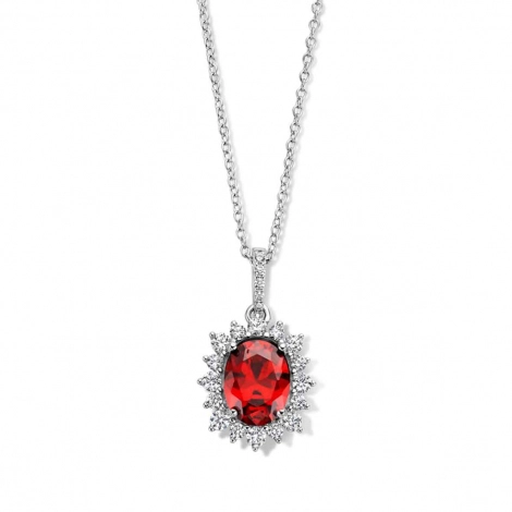 Chane et pendentif Argent avec zirconium  rouge et blanc - Naiomy
