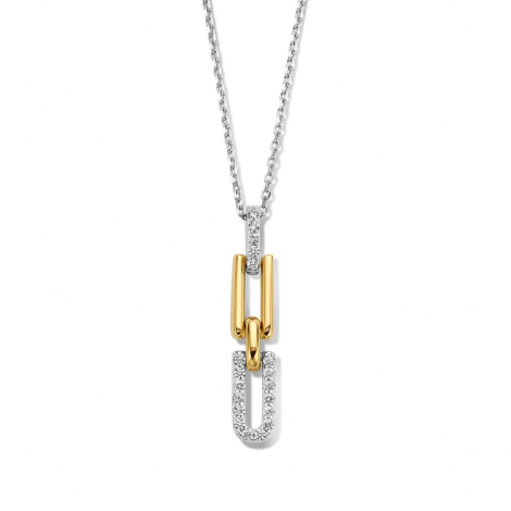 Chane et pendentif Argent bicolore serti de zirconium Naiomy