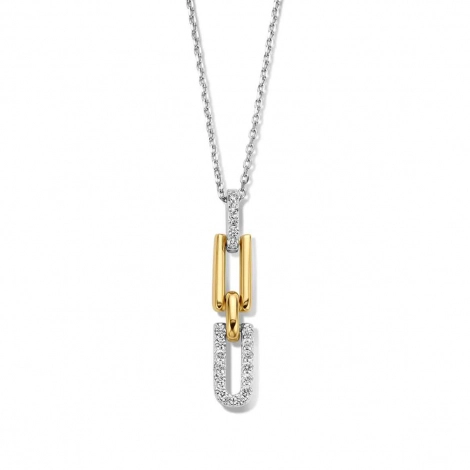 Chane et pendentif Argent bicolore serti de zirconium Naiomy