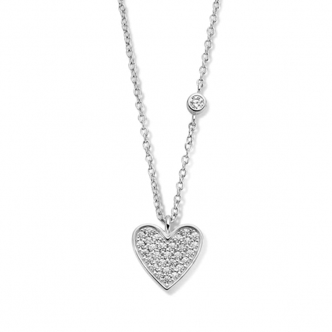 Chane et pendentif Argent serti de Zirconium forme de coeur - Naiomy