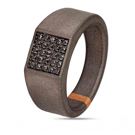 Chevalire Mano J - Diamants Noirs - Titane et Or