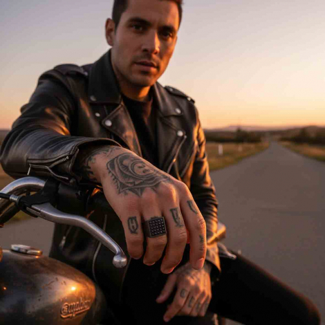 Chevalire Mano J - Diamants Noirs - Titane et Or