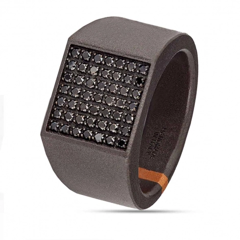 Chevalire Mano J - Diamants Noirs - Titane et Or