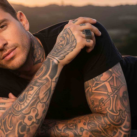 Chevalire Mano J - Diamants Noirs - Titane et Or