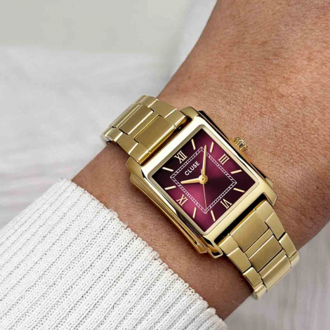 Cluse Angl�e Watch Steel -Dark Cherry - Gold Colour 